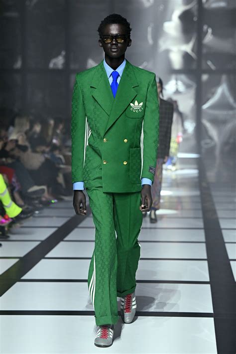 gucci adidas green suit|Gucci green velvet suit.